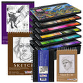 Master 150 Colored Pencil Mega Tin Set with Premium Soft Thick Core Vibrant Color Leads with 4 Different Drawing & Sketching Paper Pads