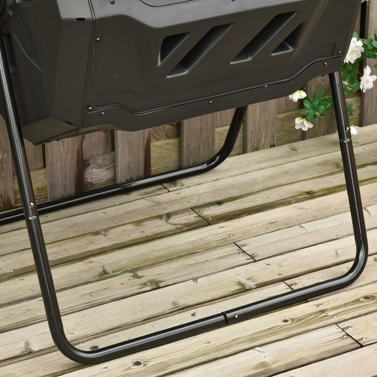 Tumbling Compost Bin Outdoor 360 Degrees Dual Chamber Rotating Composter 43 Gallon, Green