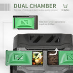 Tumbling Compost Bin Outdoor 360 Degrees Dual Chamber Rotating Composter 43 Gallon, Green