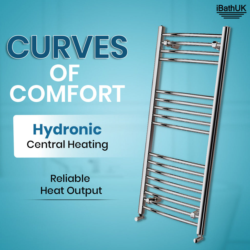 iBathUK Zypher Curved Heated Towel Rail Bathroom Radiator - Chrome