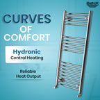 iBathUK Zypher Curved Heated Towel Rail Bathroom Radiator - Chrome