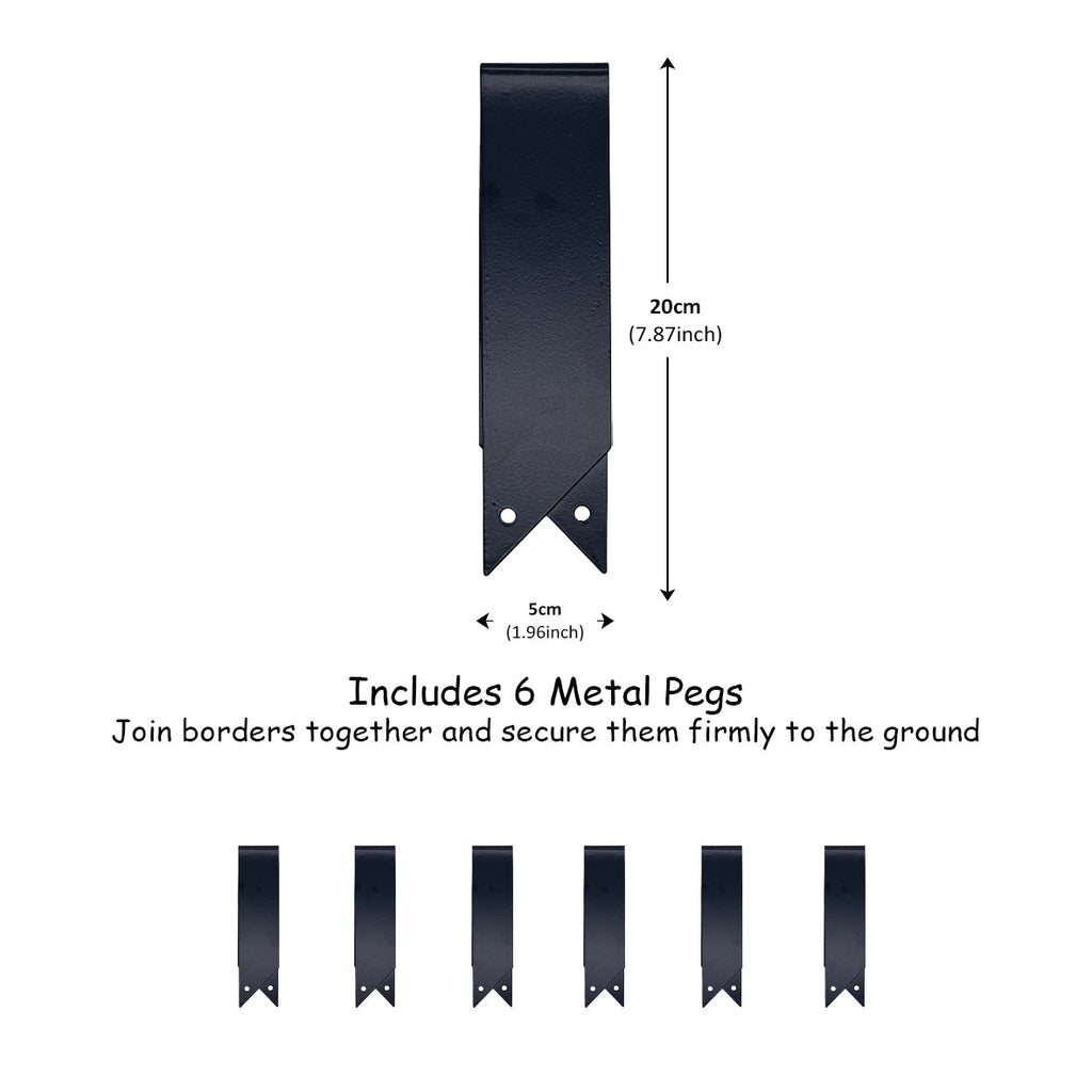Metal Lawn Edging Garden Border with Pegs - 5 Pieces