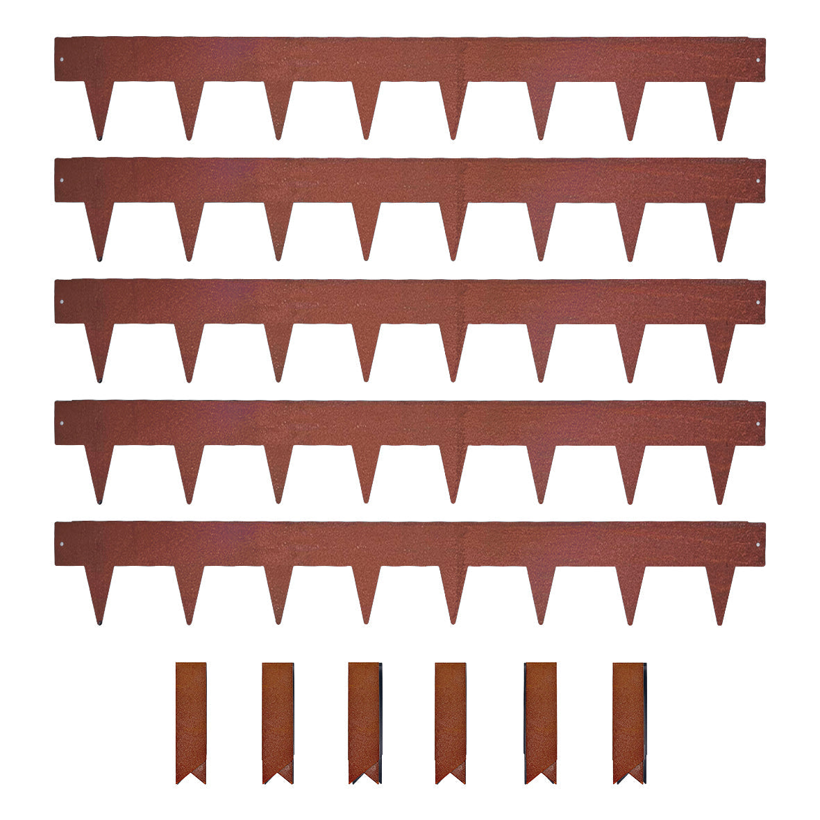 Metal Lawn Edging Garden Border with Pegs - 5 Pieces
