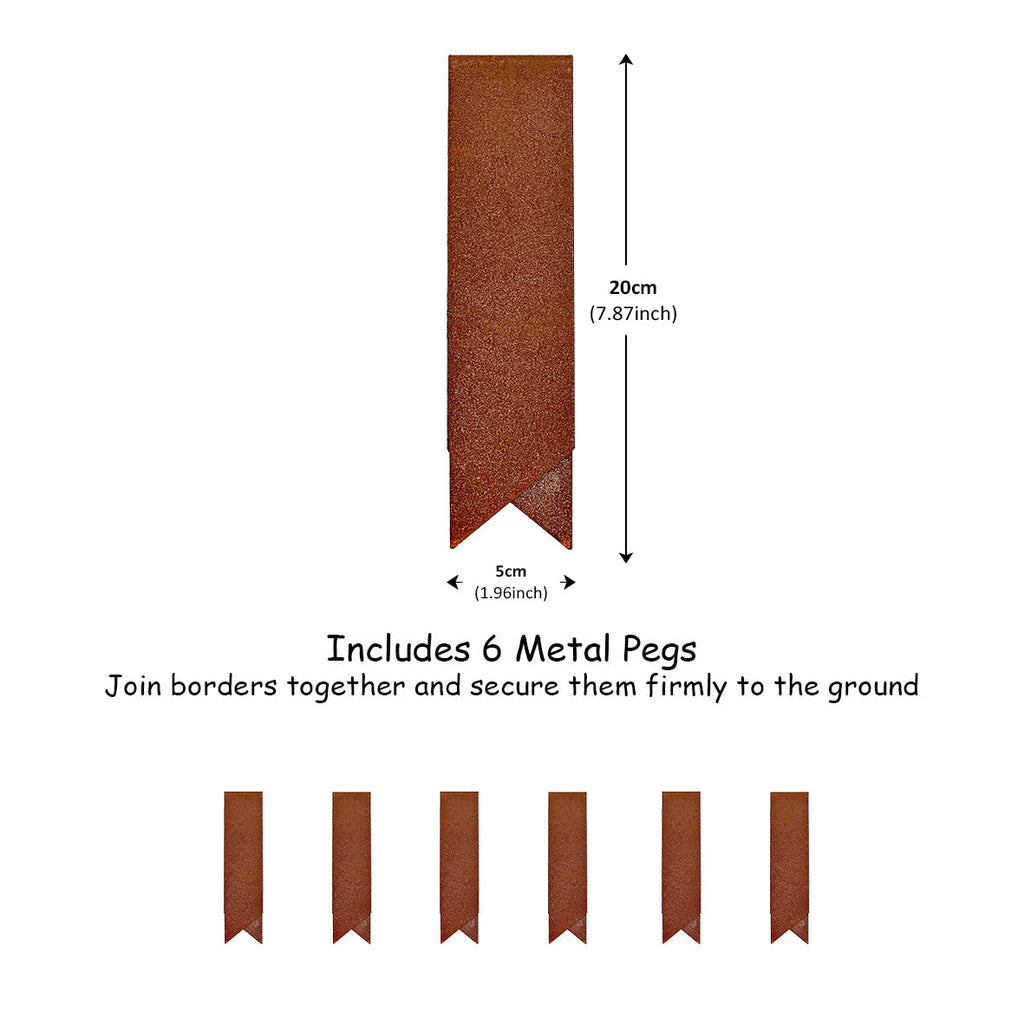 Metal Lawn Edging Garden Border with Pegs - 5 Pieces