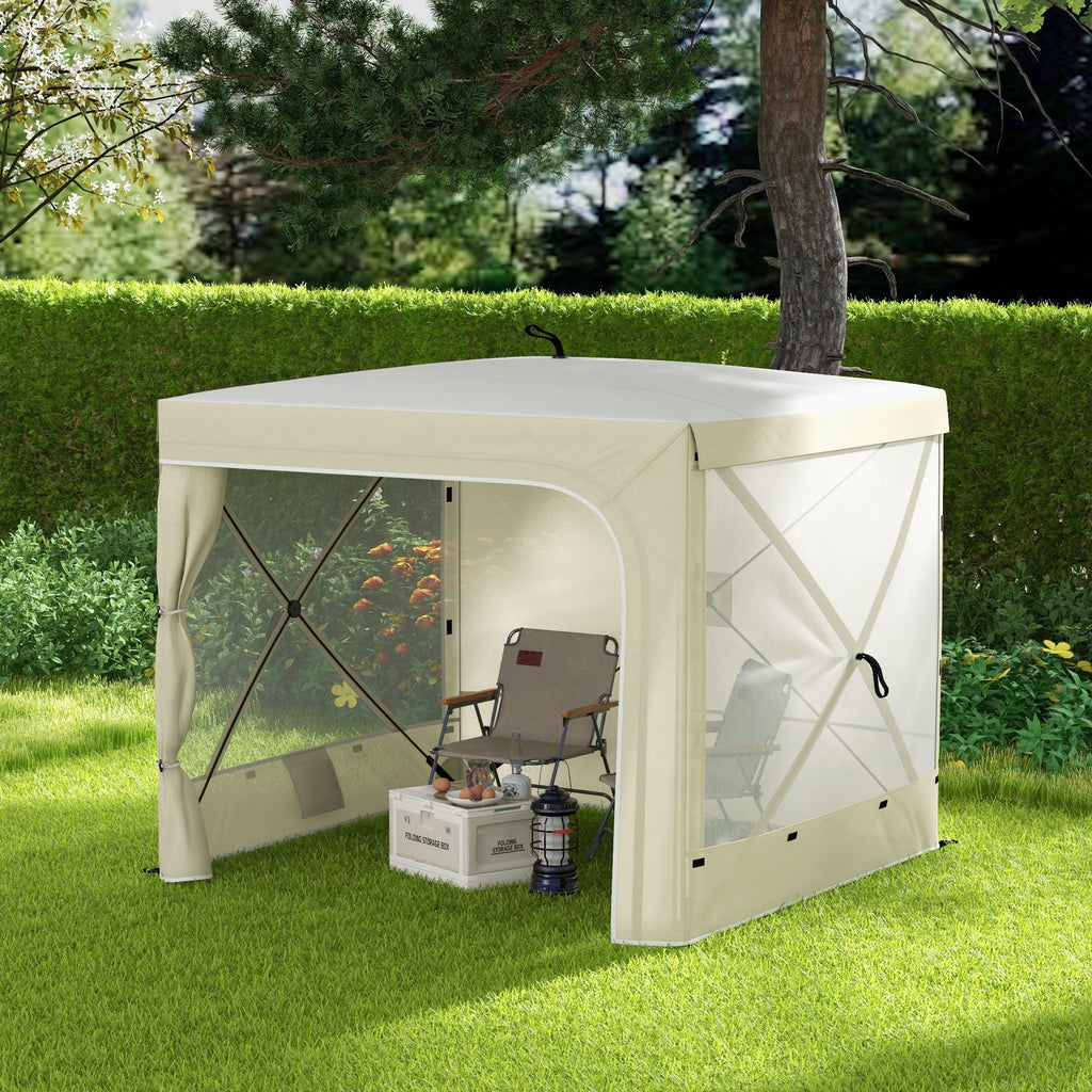 7' x 8' Pop Up Canopy Tent with Curtains and Netting, White