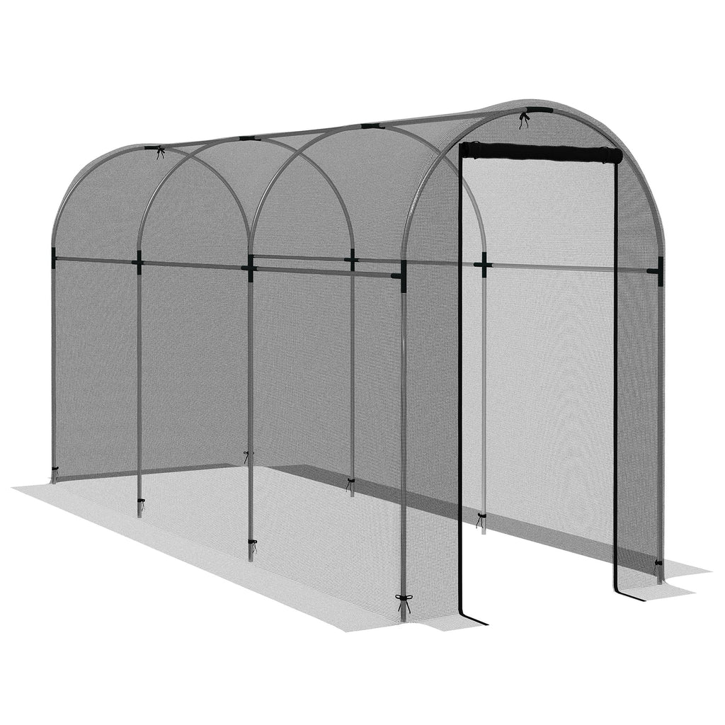 4' x 12' Crop Cage Plant Protection Tent with Zipper for Garden, Yard, Lawn, Black