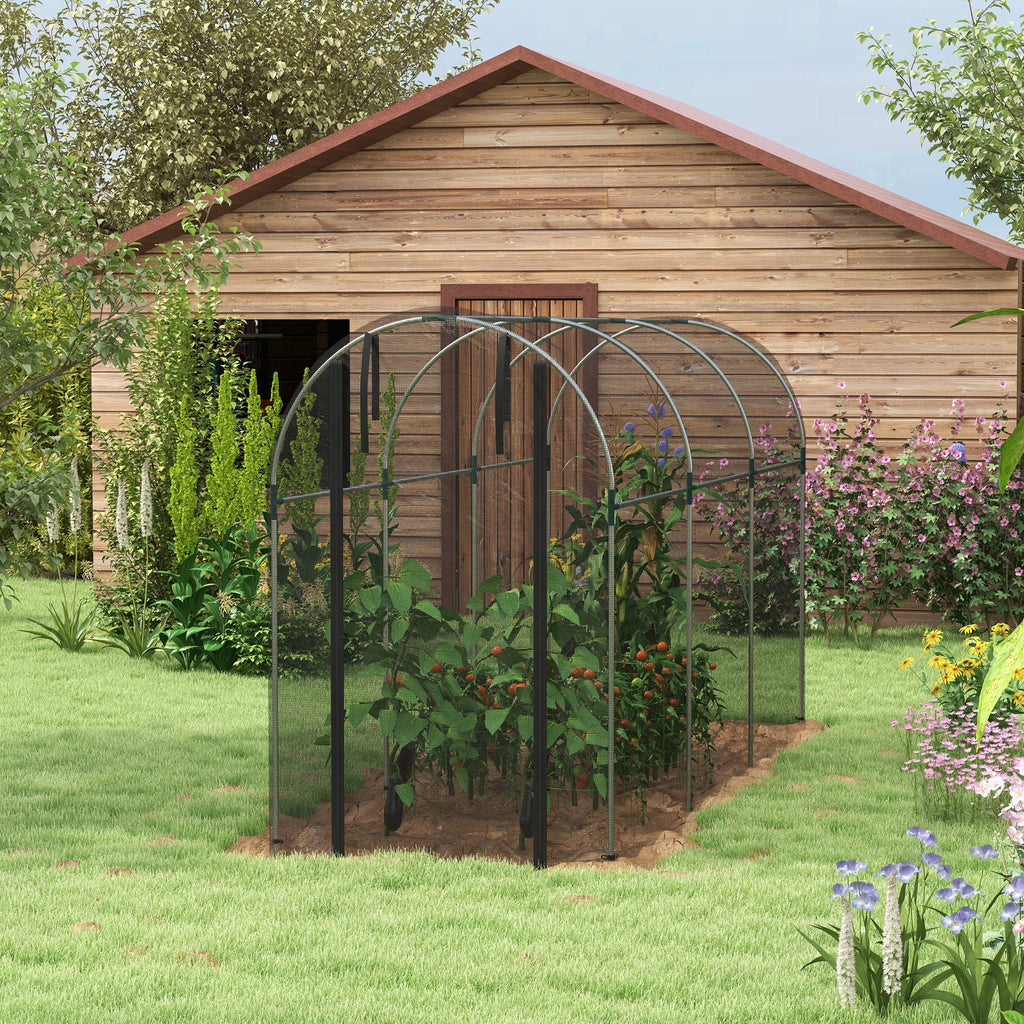 4' x 12' Crop Cage Plant Protection Tent with Zipper for Garden, Yard, Lawn, Black
