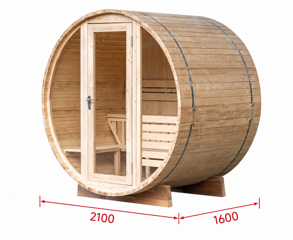 Compact Outdoor Barrel Sauna — Thermo Pine Wood | 2-4 Person
