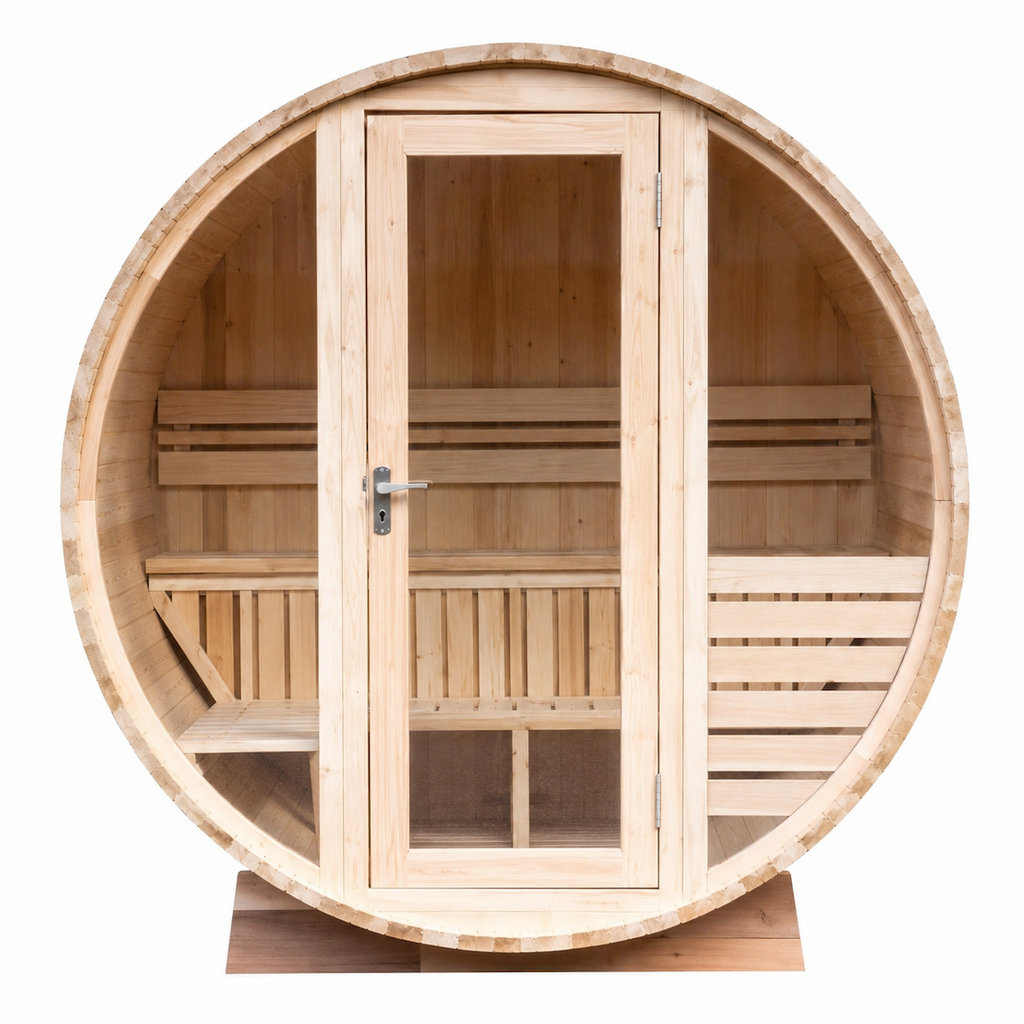 Compact Outdoor Barrel Sauna — Thermo Pine Wood | 2-4 Person