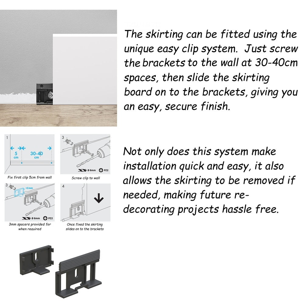 Intense Plastic Skirting Board - Water Resistant Skirting 2.44m x 80mm