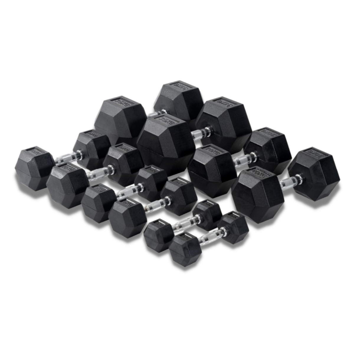 Muscle Motion Rubber Hex Dumbbells 1kg To 50kg (Pair)