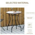 23.6" Mosaic Round Patio Coffee Table with Metal Frame for Outdoor, Poolside, Red