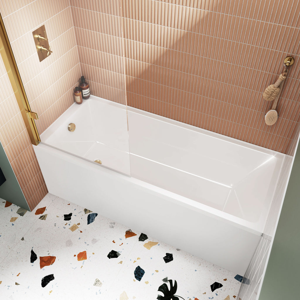 Terra Thin Edge Rectangular Single Ended Bath with Legs - White