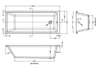 Terra Thin Edge Rectangular Single Ended Bath with Legs - White