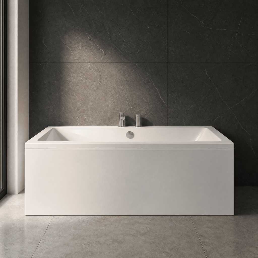 Origin Thin Edge Rectangular Double Ended Bath With Legs - White