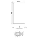 Cedar 6mm Glass Curved B-Shaped Bath Screen - 1430mm x 858mm - Chrome