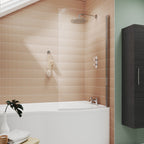 Cedar 6mm Glass Curved B-Shaped Bath Screen - 1430mm x 858mm - Chrome