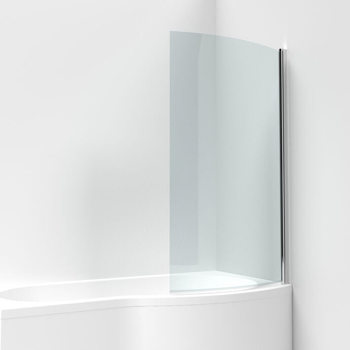 Cedar 6mm Glass Curved B-Shaped Bath Screen - 1430mm x 858mm - Chrome