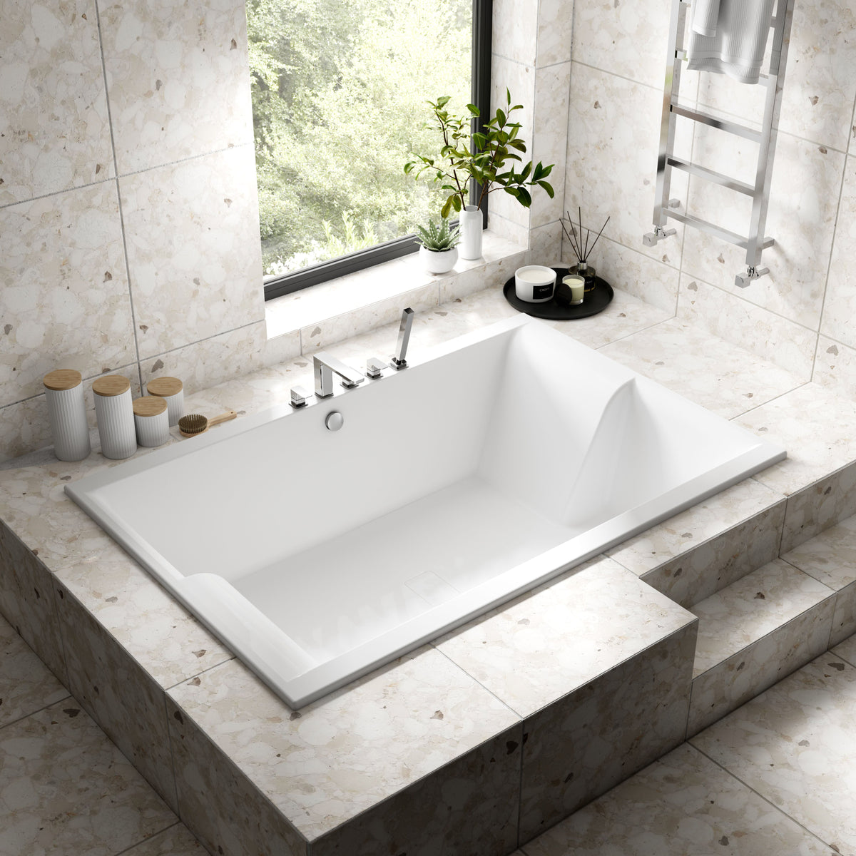 Monaco Double Ended Inset Spa Bath With Legs - 1800mm x 1200mm - Gloss White