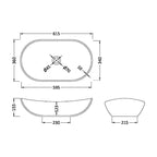 Serenity Oval Countertop Basin - 615mm Wide -  White