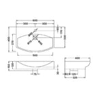 Serenity Modern Wall Hung Basin - 1 TH - White
