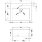 Serenity Rectangle Semi Recessed Basin - 530mm Wide - 1 TH - White