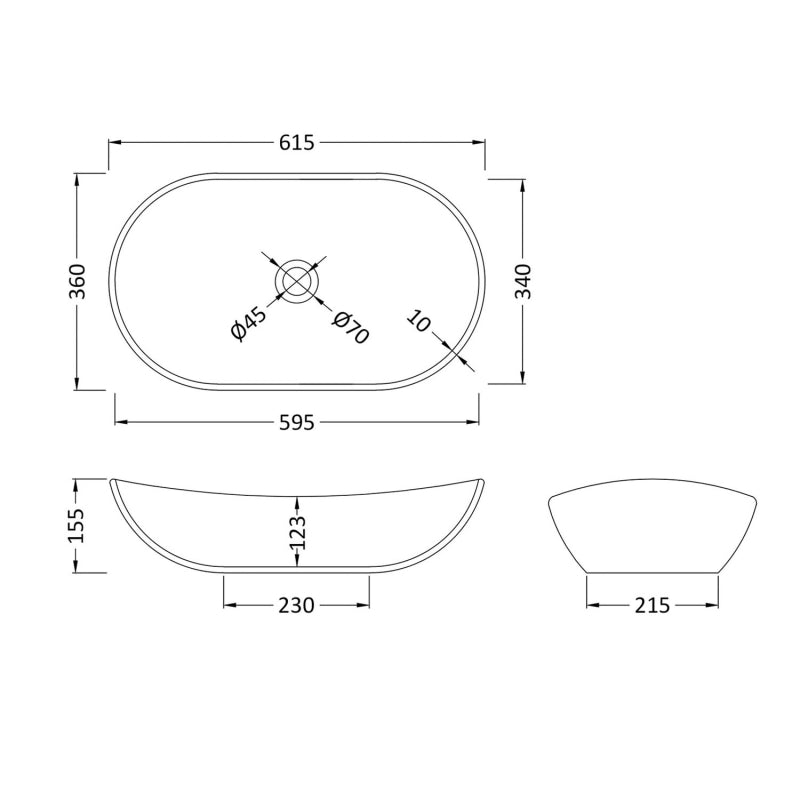 Serenity Oval Countertop Basin - 615mm wide