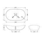 Serenity Oval Countertop Basin - 615mm wide