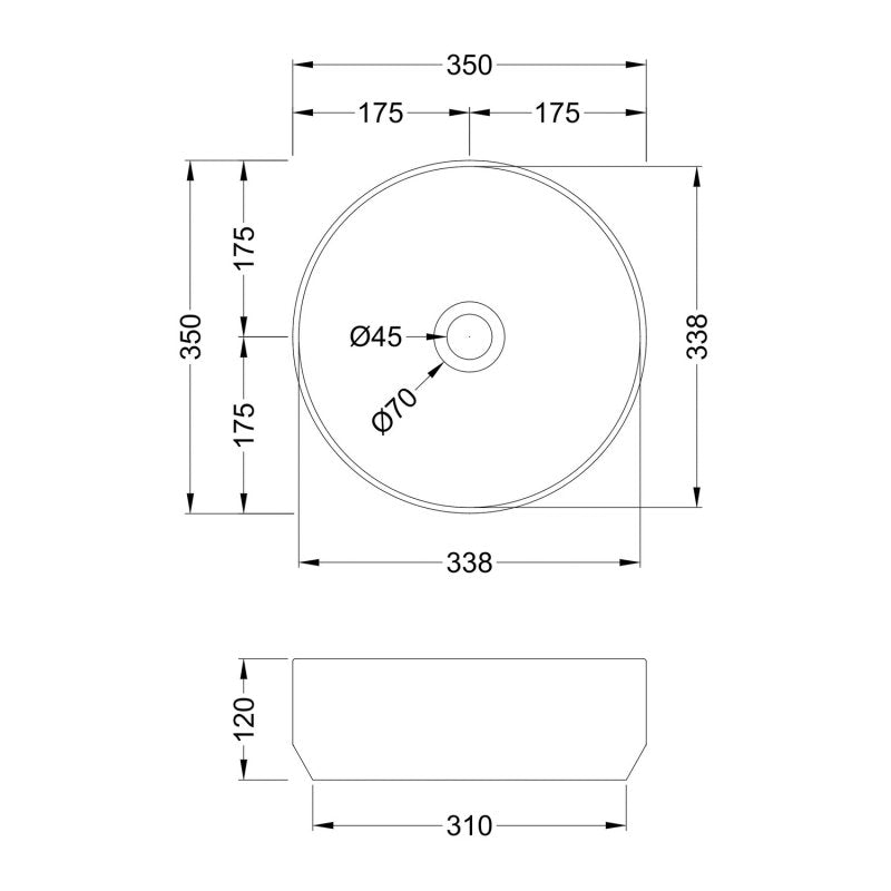 Serenity Round Countertop Basin - 350mm Wide