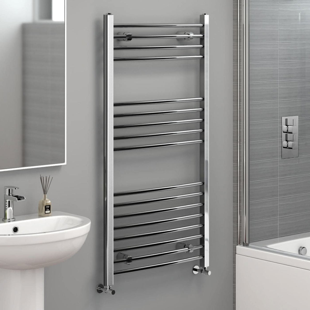 iBathUK Zypher Curved Heated Towel Rail Bathroom Radiator - Chrome