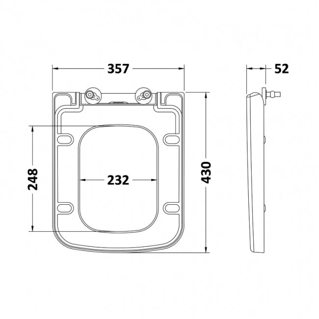 Line Modern Square Soft Close Toilet Seat - White