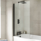 Cascade 6mm Glass Curved P-Shaped Bath Screen - 1430mm x 715mm