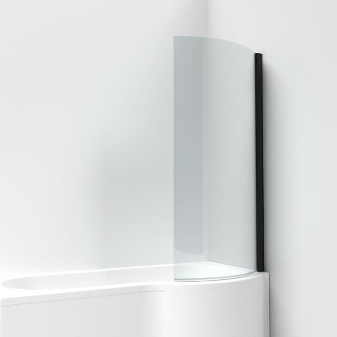 Cascade 6mm Glass Curved P-Shaped Bath Screen - 1430mm x 715mm