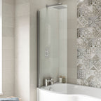 Cascade 6mm Glass Curved P-Shaped Bath Screen - 1430mm x 715mm