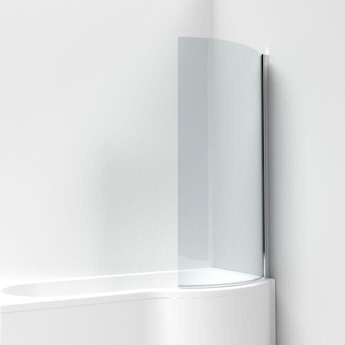 Cascade 6mm Glass Curved P-Shaped Bath Screen - 1430mm x 715mm