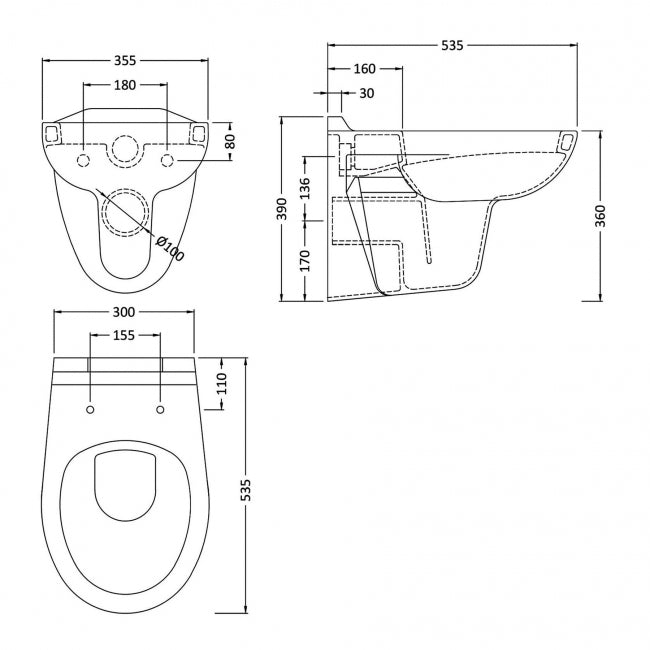 Sydney Modern Wall Hung Toilet with Soft Close Seat - White