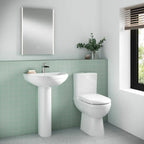 Liquid Comfort Height  Close Coupled Toilet with Push Button Cistern & Seat - White