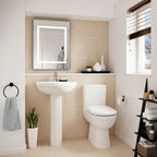 Liquid Comfort Height  Close Coupled Toilet with Push Button Cistern & Seat - White