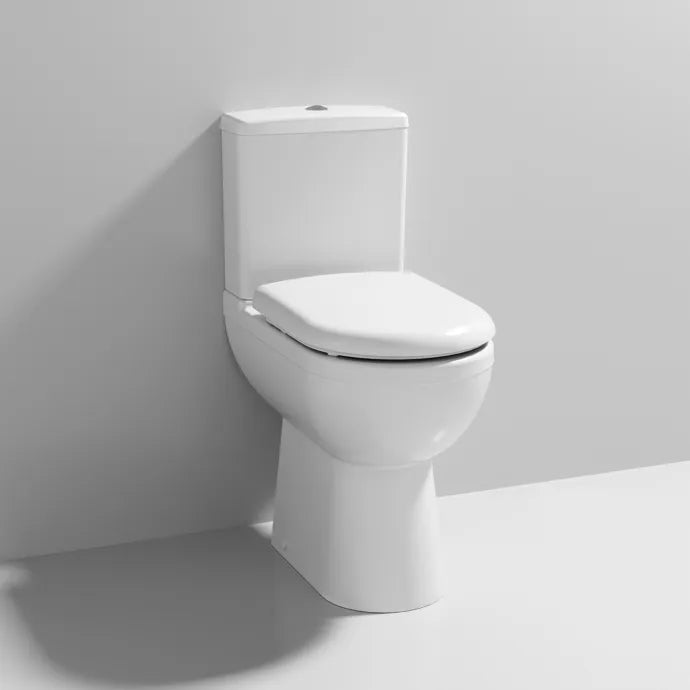 Liquid Comfort Height  Close Coupled Toilet with Push Button Cistern & Seat - White