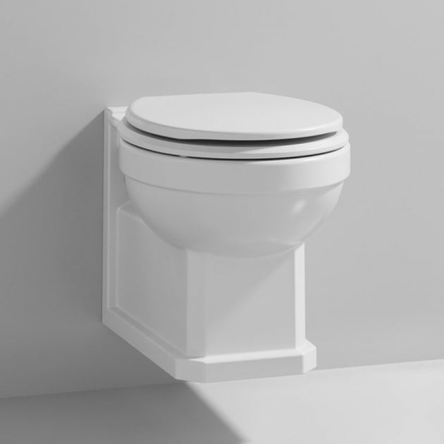 Hix Traditional Wall Hung Toilet With Seat - White