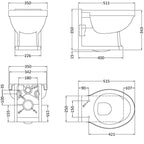 Hix Traditional Wall Hung Toilet With Seat - White