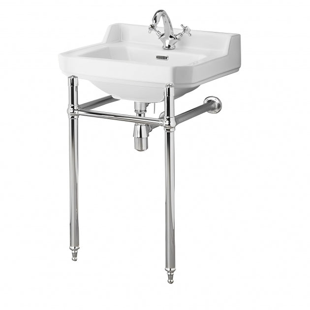 Richmond Rectangular Basin With Washstand - White