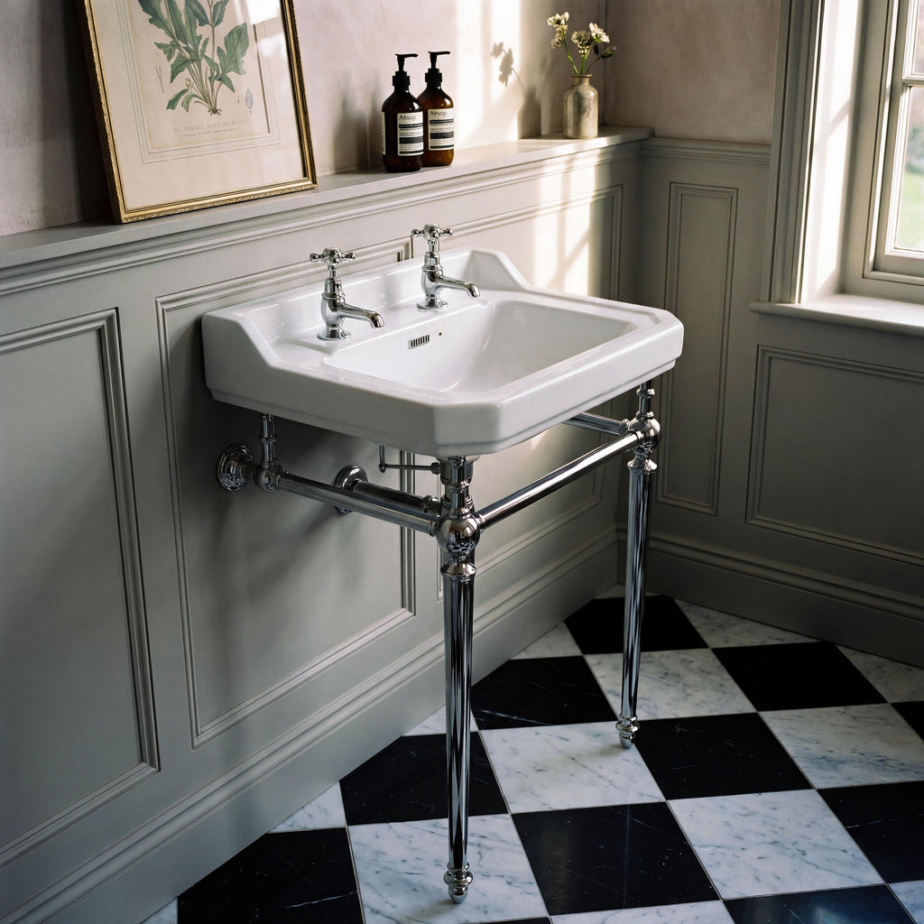 Richmond Traditional Basin With Washstand - White