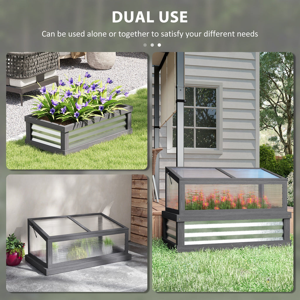 NookGrow Elevated Garden Bed with Lean to Roof, 41" x 22.5" x 28.25", Gray