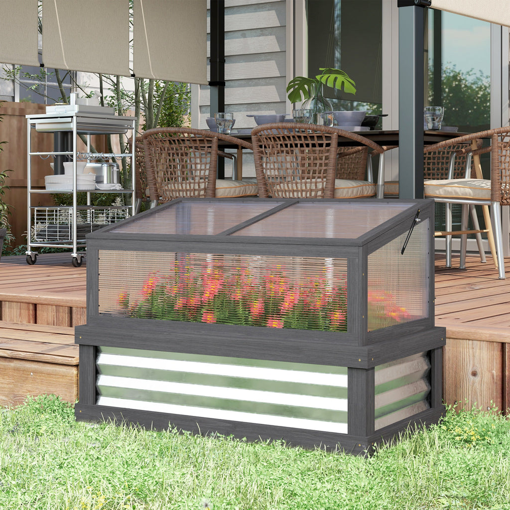 NookGrow Elevated Garden Bed with Lean to Roof, 41" x 22.5" x 28.25", Gray