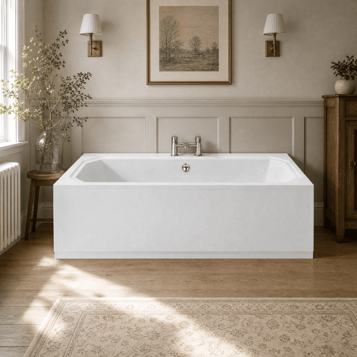 Elvora Rectangular Double Ended Bath With Legs - 1800mm x 800mm - White