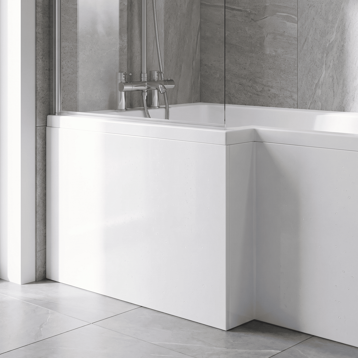 Kudos PVC Square Front Bath Panel - Gloss White