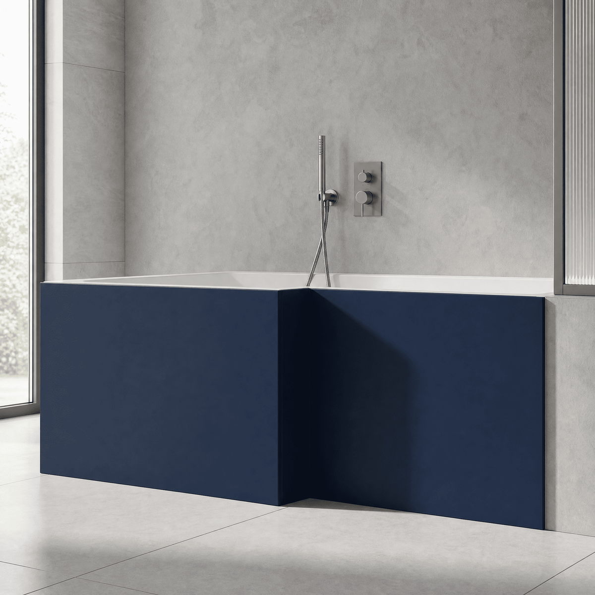 Crosswater L-Shaped Square Shower Bath Front Panel - 1700mm