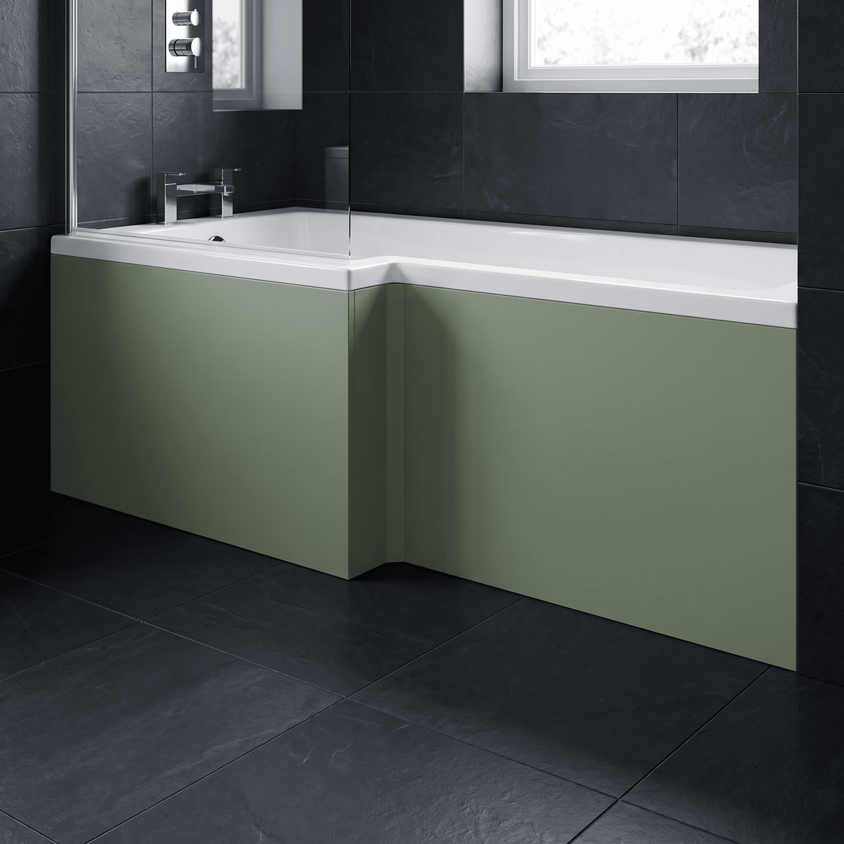 Crosswater L-Shaped Square Shower Bath Front Panel - 1700mm