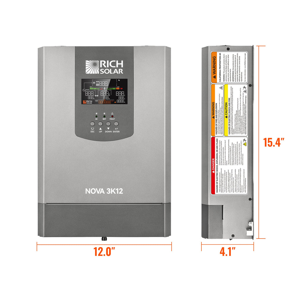NOVA SWITCH 3K | 3000W 12V Pure Sine Wave Inverter with Built-in Transfer Switch | UL458 Certified for RVs, Campers, Trailers, Vans